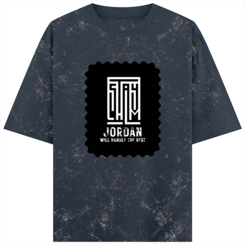 Acid Wash Oversized Tee | Unisex Adult | 100% Super-Combed Cotton | Embroidery | Relaxed Fit | Typographic | Determination | Everyday | Confident - front - Navy Blue - mockup 1