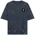 Acid Wash Oversized Tee | Unisex Adult | 100% Super-Combed Cotton | Embroidery | Relaxed Fit | Typographic | Determination | Everyday | Confident - right pocket - Navy Blue - mockup 4