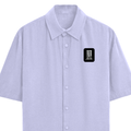 Oversized Shirt | Unisex Oversized Fit | 100% Premium Cotton | Embroidery | Half Sleeves | Typographic | Determination | Everyday | Confident - left pocket - Lavender - mockup 2