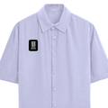 Oversized Shirt | Unisex Oversized Fit | 100% Premium Cotton | Embroidery | Half Sleeves | Typographic | Determination | Everyday | Confident - right pocket - Lavender - mockup 3