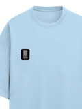 Terry Oversized Tee | Unisex | 260 GSM Terry Cotton Blend | DTG Printed | Ultra-Soft & Breathable | Typographic | Determination | Everyday | Confident - left pocket - Baby Blue - mockup 3
