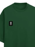 Terry Oversized Tee | Unisex | 260 GSM Terry Cotton Blend | DTG Printed | Ultra-Soft & Breathable | Typographic | Determination | Everyday | Confident - left pocket - Bottle Green - mockup 3