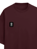 Terry Oversized Tee | Unisex | 260 GSM Terry Cotton Blend | DTG Printed | Ultra-Soft & Breathable | Typographic | Determination | Everyday | Confident - left pocket - Maroon - mockup 3