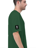 Terry Oversized Tee | Unisex | 260 GSM Terry Cotton Blend | DTG Printed | Ultra-Soft & Breathable | Typographic | Determination | Everyday | Confident - right sleeve - Bottle Green - mockup 6