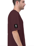 Terry Oversized Tee | Unisex | 260 GSM Terry Cotton Blend | DTG Printed | Ultra-Soft & Breathable | Typographic | Determination | Everyday | Confident - right sleeve - Maroon - mockup 6
