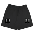 Terry Shorts | Unisex Fit | 260 GSM Terry Cotton | Embroidery | Adjustable Drawcord & Side Pockets | Adults | Typographic | Determination | Everyday - left pocket - Black - mockup 1
