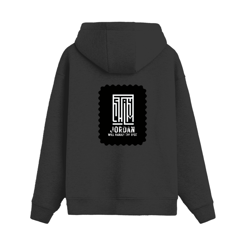 Zip Hoodie | Unisex Adult | 400 GSM Cotton-Poly Blend DTG | Zipper Closure & Pouch Pocket | Typographic | Determination | Everyday | Confident - back - Black - mockup 1