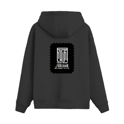 Zip Hoodie | Unisex Adult | 400 GSM Cotton-Poly Blend DTG | Zipper Closure & Pouch Pocket | Typographic | Determination | Everyday | Confident - back - Black - mockup 1