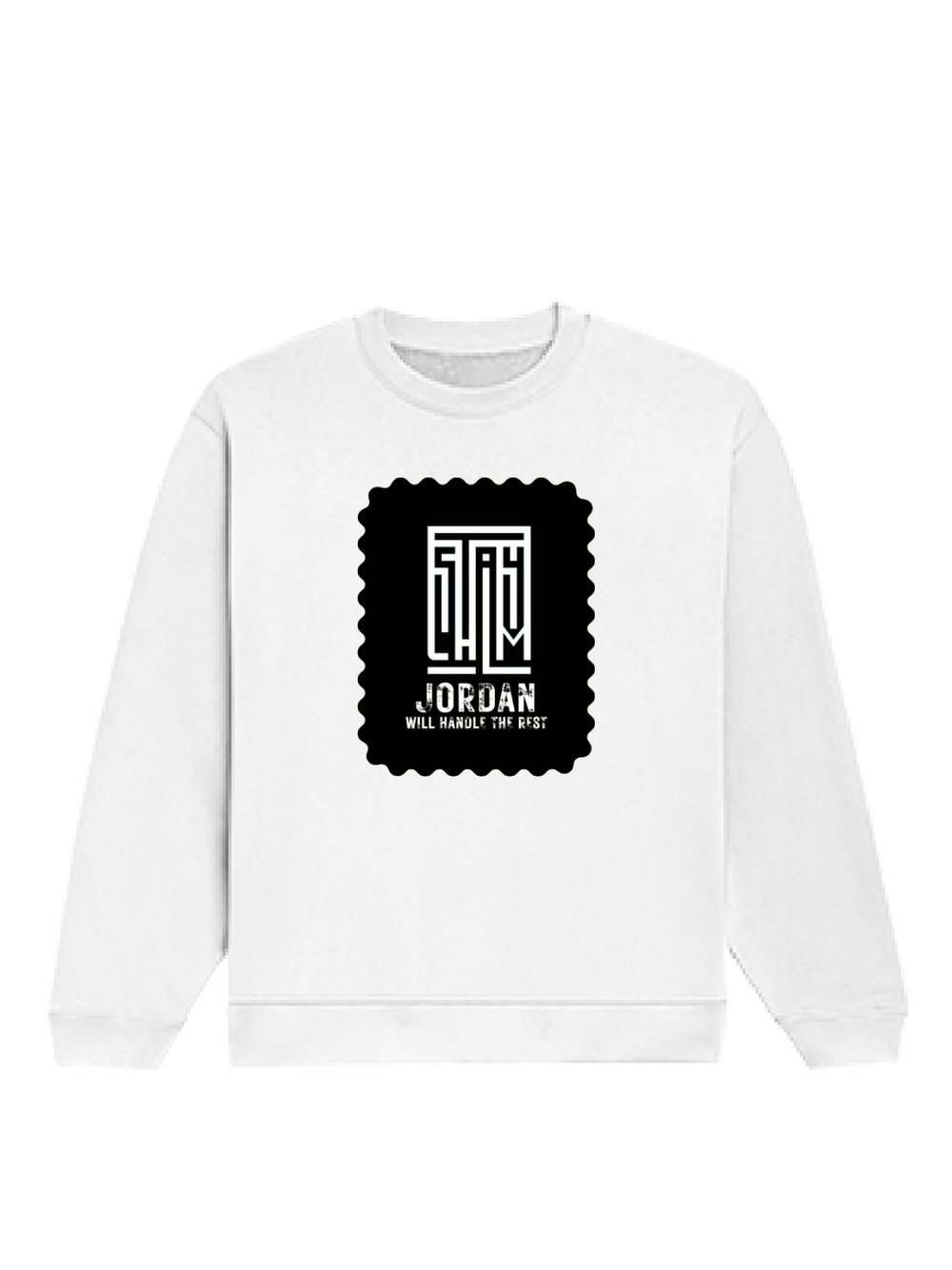 Oversized Sweatshirt | Roomy Relaxed Fit | 400 GSM Cotton Blend | Pre-Shrunk Drop Shoulder | Unisex Adult | Typographic | Determination | Everyday - front - White - mockup 1