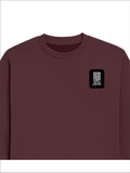Oversized Sweatshirt | Roomy Relaxed Fit | 400 GSM Cotton Blend | Pre-Shrunk Drop Shoulder | Unisex Adult | Typographic | Determination | Everyday - left pocket - Maroon - mockup 3