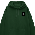 Oversized Hoodie | Unisex Relaxed Fit | 400 GSM Cotton Blend | DTG Printed | Drop Shoulder, Pre-Shrunk | Adults | Typographic | Determination - left pocket - Bottle Green - mockup 3