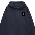 Oversized Hoodie | Unisex Relaxed Fit | 400 GSM Cotton Blend | DTG Printed | Drop Shoulder, Pre-Shrunk | Adults | Typographic | Determination - left pocket - Navy Blue - mockup 3