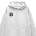 Oversized Hoodie | Unisex Relaxed Fit | 400 GSM Cotton Blend | DTG Printed | Drop Shoulder, Pre-Shrunk | Adults | Typographic | Determination - right pocket - White - mockup 4