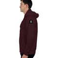 Oversized Hoodie | Unisex Relaxed Fit | 400 GSM Cotton Blend | DTG Printed | Drop Shoulder, Pre-Shrunk | Adults | Typographic | Determination - left sleeve - Maroon - mockup 5