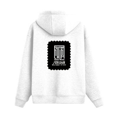 Zip Hoodie | Unisex Adult | 90% Cotton 10% Polyester DTF | Full Zipper & Pouch Pocket | Typographic | Determination | Everyday | Confident - back - White - mockup 1