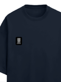 Terry Oversized Tee | Oversized Fit | 260 GSM Terry Cotton Blend | DTF Print Ready | Breathable, Durable, Soft | Unisex Adult | Typographic - left pocket - Navy Blue - mockup 3