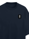 Terry Oversized Tee | Oversized Fit | 260 GSM Terry Cotton Blend | DTF Print Ready | Breathable, Durable, Soft | Unisex Adult | Typographic - right pocket - Navy Blue - mockup 4
