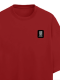 Terry Oversized Tee | Oversized Fit | 260 GSM Terry Cotton Blend | DTF Print Ready | Breathable, Durable, Soft | Unisex Adult | Typographic - right pocket - Red - mockup 4