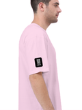 Terry Oversized Tee | Oversized Fit | 260 GSM Terry Cotton Blend | DTF Print Ready | Breathable, Durable, Soft | Unisex Adult | Typographic - right sleeve - Light Baby Pink - mockup 6