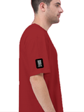 Terry Oversized Tee | Oversized Fit | 260 GSM Terry Cotton Blend | DTF Print Ready | Breathable, Durable, Soft | Unisex Adult | Typographic - right sleeve - Red - mockup 6