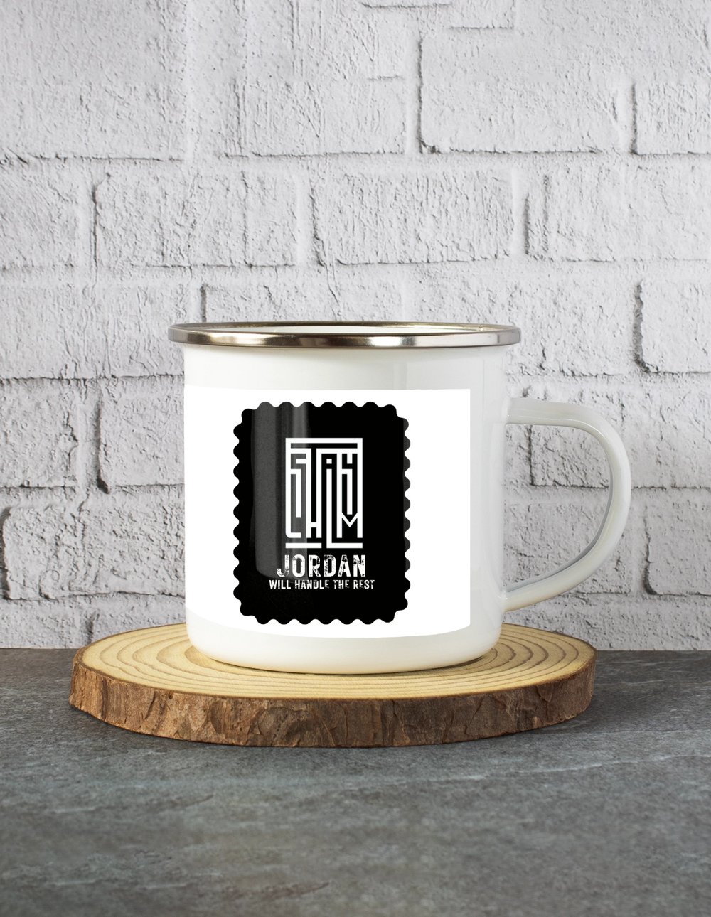White Enamel Mugs | 11 Oz | Enamel Coated Stainless Steel | Dishwasher Safe, Shatterproof | Unisex | Typographic | Determination | Everyday - front - mockup 1