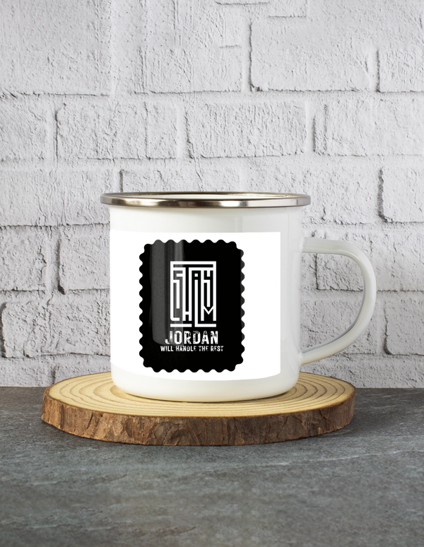 White Enamel Mugs | 11 Oz | Enamel Coated Stainless Steel | Dishwasher Safe, Shatterproof | Unisex | Typographic | Determination | Everyday