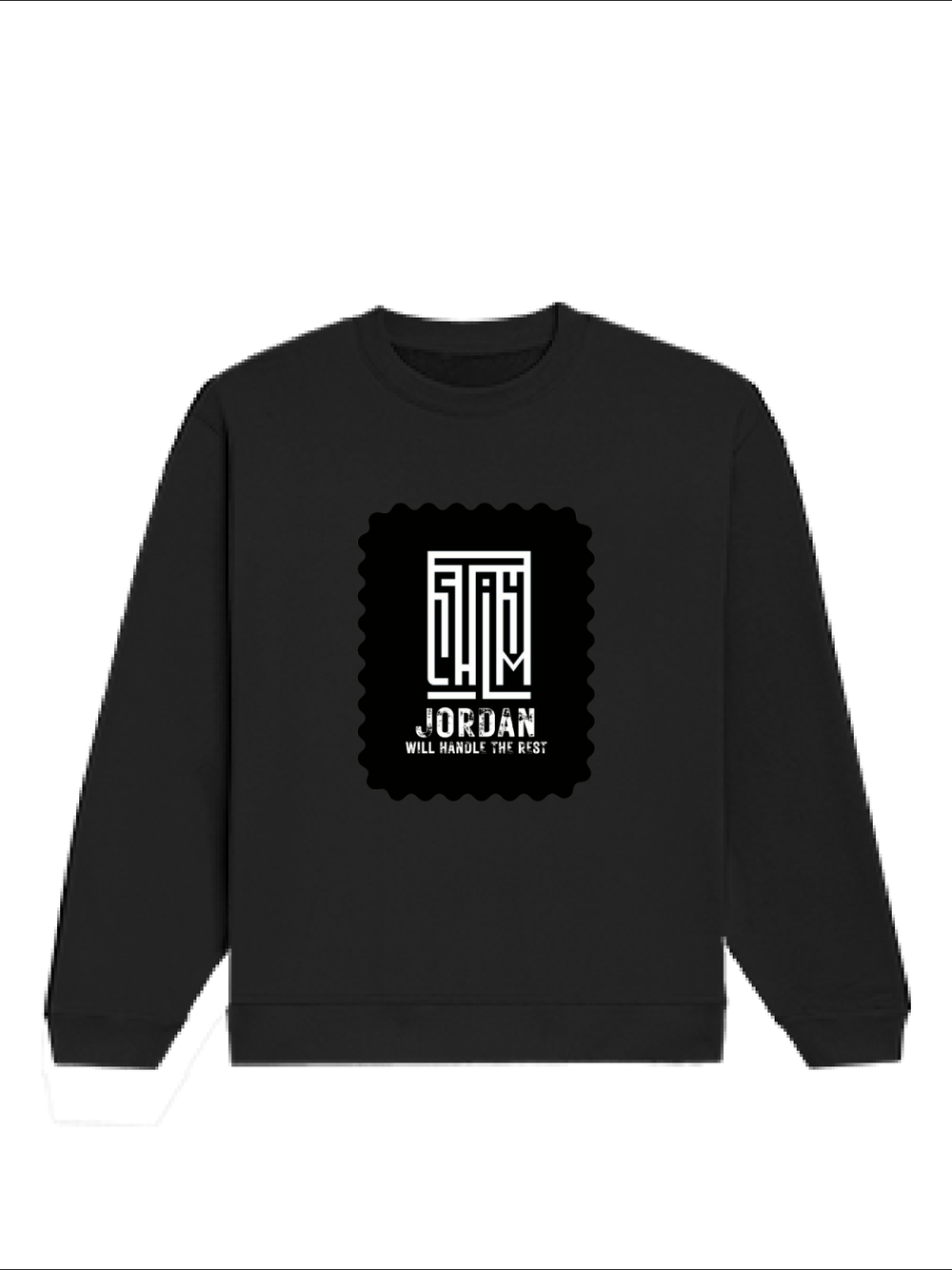 Oversized Sweatshirt | Roomy Relaxed Fit | 400 GSM Cotton Blend | Embroidery | Pre-Shrunk Drop Shoulder | Unisex Adult | Typographic | Determination - front - Black - mockup 1