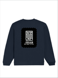 Oversized Sweatshirt | Roomy Relaxed Fit | 400 GSM Cotton Blend | Embroidery | Pre-Shrunk Drop Shoulder | Unisex Adult | Typographic | Determination - back - Navy Blue - mockup 2