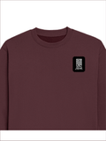 Oversized Sweatshirt | Roomy Relaxed Fit | 400 GSM Cotton Blend | Embroidery | Pre-Shrunk Drop Shoulder | Unisex Adult | Typographic | Determination - left pocket - Maroon - mockup 3