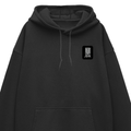 Oversized Hoodie | Relaxed Fit Drop Shoulder Unisex | 400 GSM Cotton Blend Embroidery | Pre-Shrunk Bio Washed | Adult | Typographic | Determination - left pocket - Black - mockup 3