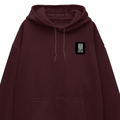 Oversized Hoodie | Relaxed Fit Drop Shoulder Unisex | 400 GSM Cotton Blend Embroidery | Pre-Shrunk Bio Washed | Adult | Typographic | Determination - left pocket - Maroon - mockup 3