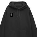 Oversized Hoodie | Relaxed Fit Drop Shoulder Unisex | 400 GSM Cotton Blend Embroidery | Pre-Shrunk Bio Washed | Adult | Typographic | Determination - right pocket - Black - mockup 4