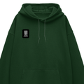 Oversized Hoodie | Relaxed Fit Drop Shoulder Unisex | 400 GSM Cotton Blend Embroidery | Pre-Shrunk Bio Washed | Adult | Typographic | Determination - right pocket - Bottle Green - mockup 4