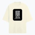 Terry Oversized Tee | Unisex Adult | 260 GSM Terry Cotton Blend | Embroidered | Ultra-Soft & Breathable | Typographic | Determination | Everyday - front - Off White - mockup 1