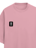 Terry Oversized Tee | Unisex Adult | 260 GSM Terry Cotton Blend | Embroidered | Ultra-Soft & Breathable | Typographic | Determination | Everyday - left pocket - Flamingo - mockup 3