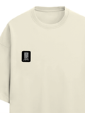 Terry Oversized Tee | Unisex Adult | 260 GSM Terry Cotton Blend | Embroidered | Ultra-Soft & Breathable | Typographic | Determination | Everyday - left pocket - Off White - mockup 3