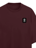 Terry Oversized Tee | Unisex Adult | 260 GSM Terry Cotton Blend | Embroidered | Ultra-Soft & Breathable | Typographic | Determination | Everyday - right pocket - Maroon - mockup 4