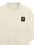 Terry Oversized Tee | Unisex Adult | 260 GSM Terry Cotton Blend | Embroidered | Ultra-Soft & Breathable | Typographic | Determination | Everyday - right pocket - Off White - mockup 4