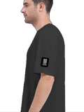 Terry Oversized Tee | Unisex Adult | 260 GSM Terry Cotton Blend | Embroidered | Ultra-Soft & Breathable | Typographic | Determination | Everyday - left sleeve - Black - mockup 5