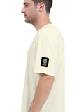 Terry Oversized Tee | Unisex Adult | 260 GSM Terry Cotton Blend | Embroidered | Ultra-Soft & Breathable | Typographic | Determination | Everyday - left sleeve - Off White - mockup 5