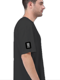 Terry Oversized Tee | Unisex Adult | 260 GSM Terry Cotton Blend | Embroidered | Ultra-Soft & Breathable | Typographic | Determination | Everyday - right sleeve - Black - mockup 6