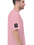 Terry Oversized Tee | Unisex Adult | 260 GSM Terry Cotton Blend | Embroidered | Ultra-Soft & Breathable | Typographic | Determination | Everyday - right sleeve - Flamingo - mockup 6