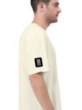 Terry Oversized Tee | Unisex Adult | 260 GSM Terry Cotton Blend | Embroidered | Ultra-Soft & Breathable | Typographic | Determination | Everyday - right sleeve - Off White - mockup 6