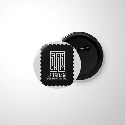 Pin Button Badge | Unisex | Glossy, Fade-Proof Print | Pin Attached, Rust-Free | Adults | Typographic | Determination | Everyday | Confident - front - White - mockup 1