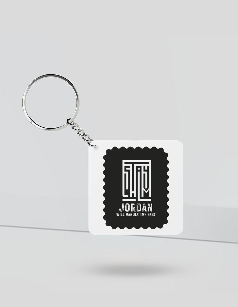 Keychain | Rectangle, Square, Slim Options | Acrylic UV Printed | Fade-Proof, Glossy Finish | Unisex | Typographic | Determination | Everyday - front_Square - Square - White - mockup 1