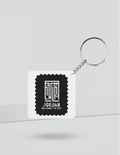 Keychain | Rectangle, Square, Slim Options | Acrylic UV Printed | Fade-Proof, Glossy Finish | Unisex | Typographic | Determination | Everyday - back_Square - White - mockup 2