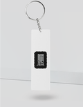 Keychain | Rectangle, Square, Slim Options | Acrylic UV Printed | Fade-Proof, Glossy Finish | Unisex | Typographic | Determination | Everyday - front_Slim - Slim - White - mockup 5