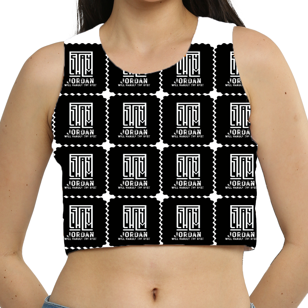 Sports Bra | Women's XS-3XL | Poly-Spandex Blend | All-Over Print | Supportive, Removable Pads | Typographic | Determination | Everyday | Confident - front - White - mockup 1