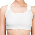 Sports Bra | Women's XS-3XL | Poly-Spandex Blend | All-Over Print | Supportive, Removable Pads | Typographic | Determination | Everyday | Confident - details - White - mockup 4