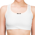 Sports Bra | Women's XS-3XL | Poly-Spandex Blend | All-Over Print | Supportive, Removable Pads | Typographic | Determination | Everyday | Confident - folding - White - mockup 5